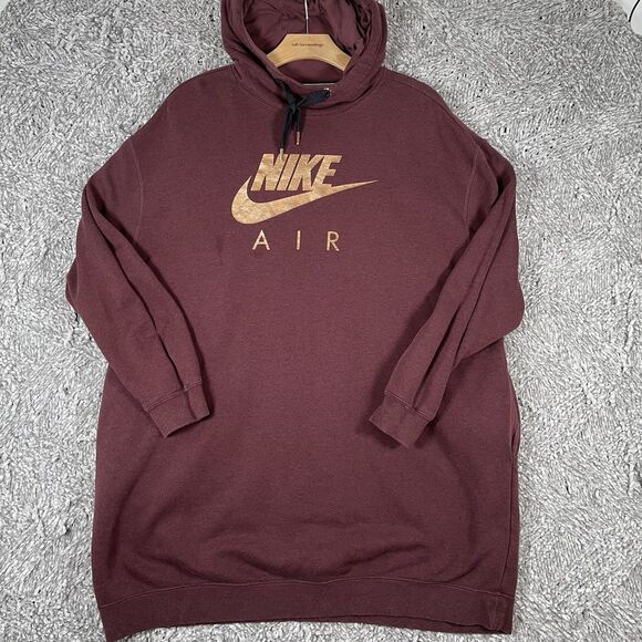 Nike Air Hoodie Men’s Large Maroon Red Pullover Activewear Spell Out Athletic - Picture 1 of 6